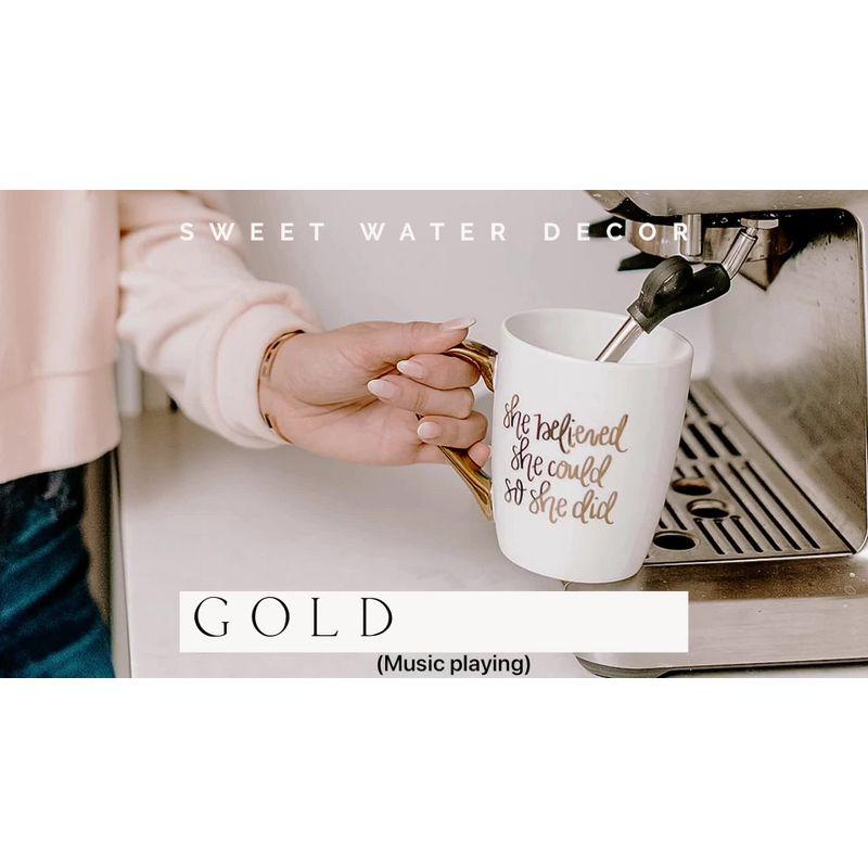 Sweet Water Decor Pink Eyelashes Gold Handle Coffee Mug - 16oz