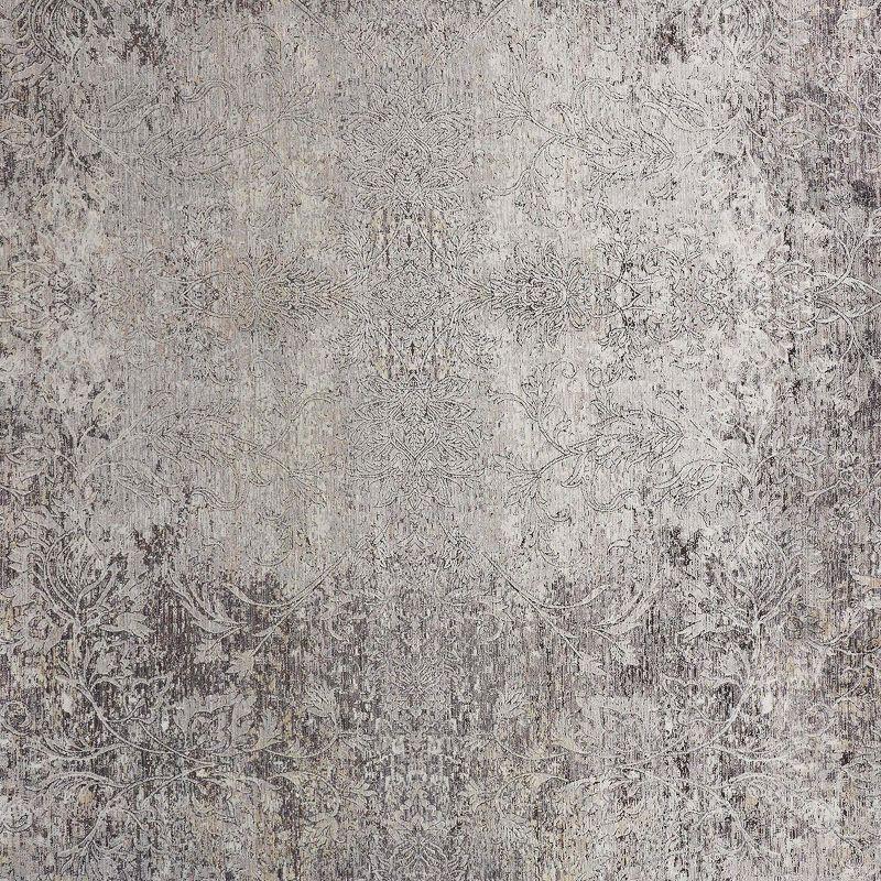 Ivory Elegance 4'x5'3" Medallion Viscose Area Rug