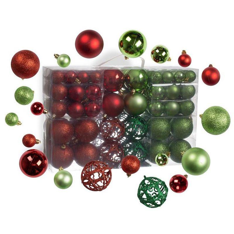 R N' Ds Shatterproof Christmas Ball Ornament - Red and Green - 100 Pack