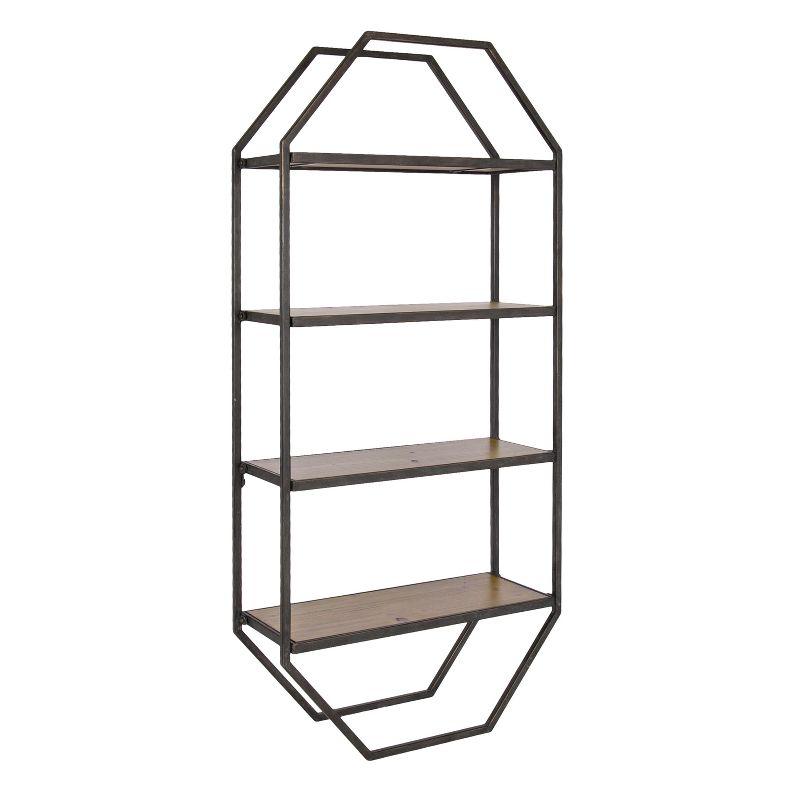 Kate and Laurel Adela Octagon Wood and Metal Shelf