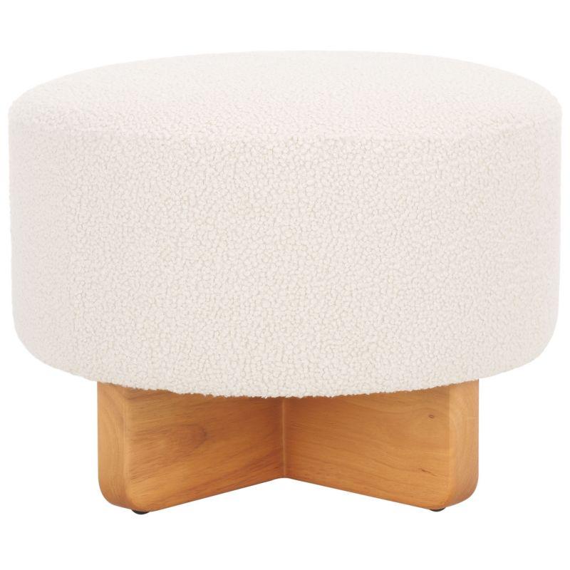 Riah Boucle Round Ottoman - Safavieh