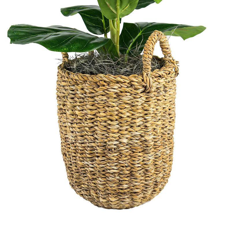 LCG Florals 30" x 16" Artificial Fig Plant in Basket with Handles: Indoor Faux Floor Plant, Polyester, Wicker Basket