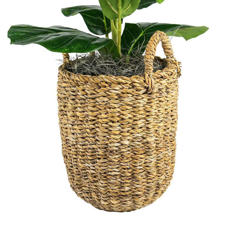 30" Artificial Fig Plant in Handwoven Basket with Handles