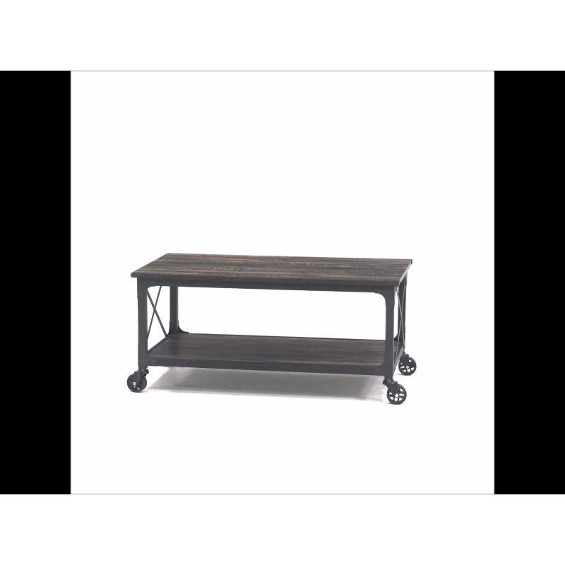 Steel River Coffee Table Carbon Oak - Sauder: Industrial Design, Mobile with Locking Casters, Open Shelving