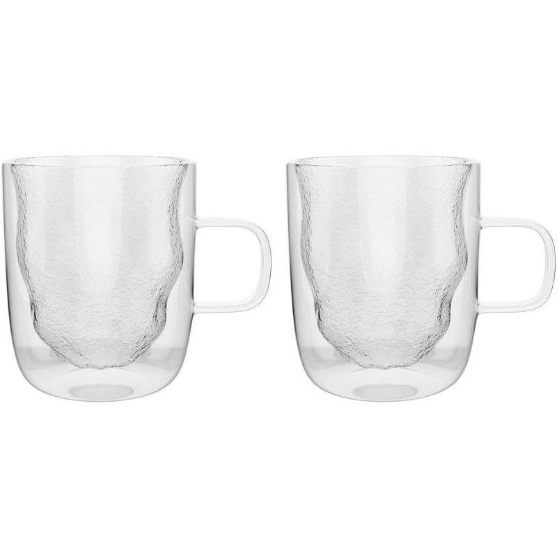 Clear Double-Wall Insulated Glass Coffee Mugs, Set of 2