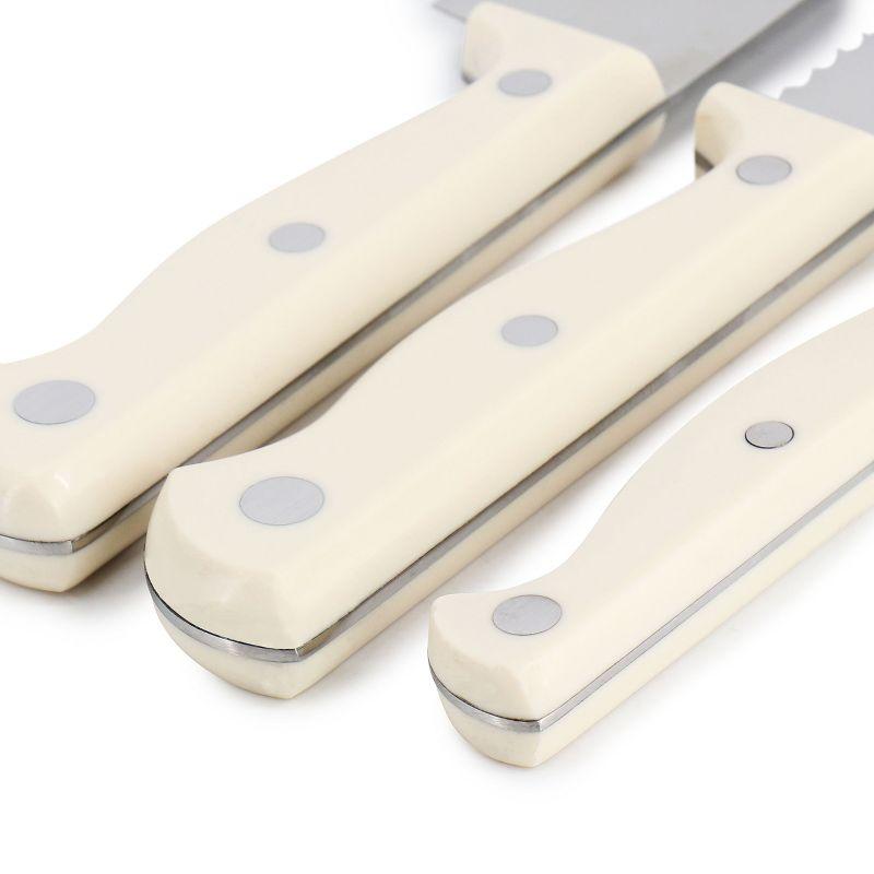 Martha Stewart Everyday Keswick 7 Piece Stainless Steel Cutlery and Wood Block Set in Linen