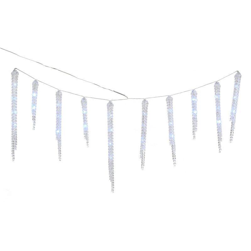 10ct LED Crystal Icicle Christmas String Lights - National Tree Company: Outdoor White Acrylic Decor, Electric Powered