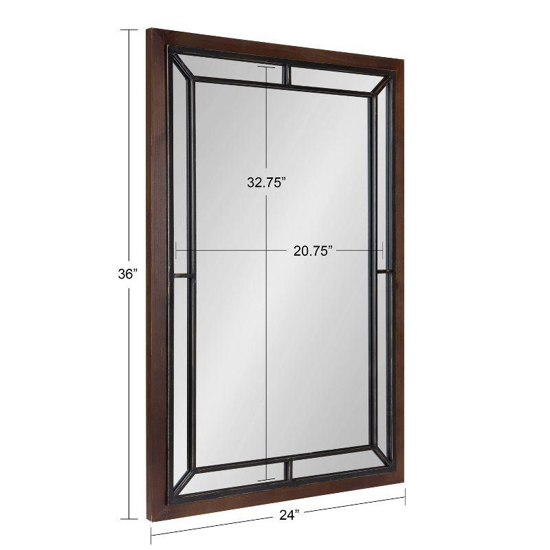Kate & Laurel All Things Decor 24" x 36" Audubon Rectangle Wall Mirror Rustic Brown : Vintage Farmhouse Style, MDF Frame