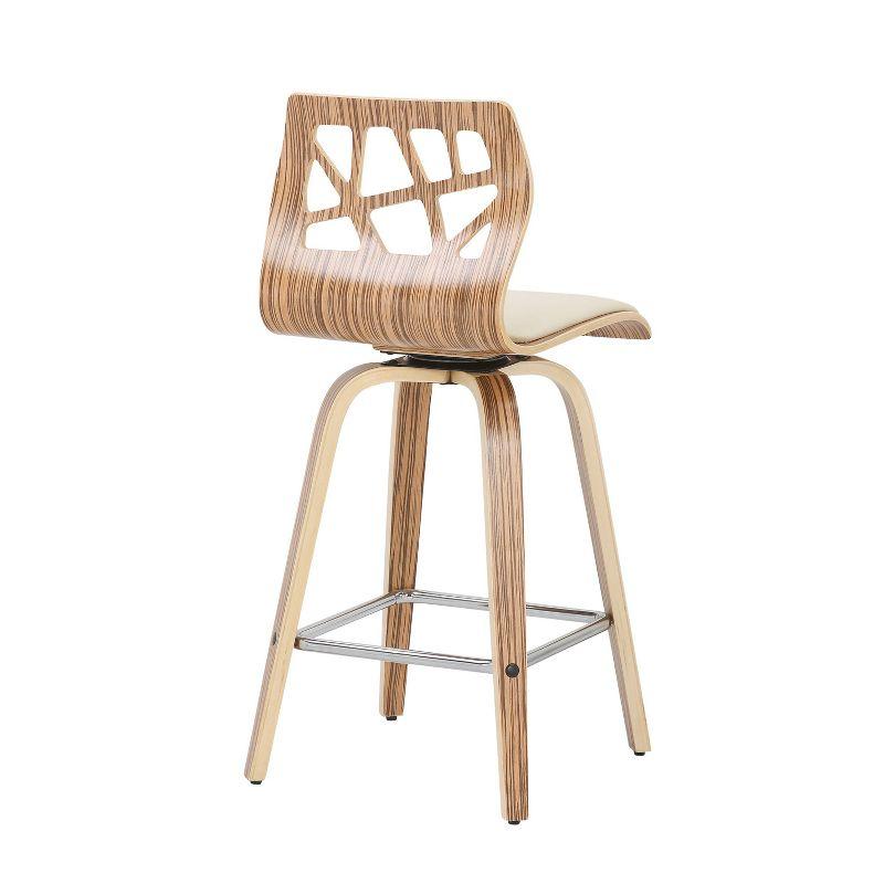 Set of 2 Folia Upholstered Counter Height Barstools Cream/Zebra - Lumisource: Wood Frame, Padded Seat, 26" Height