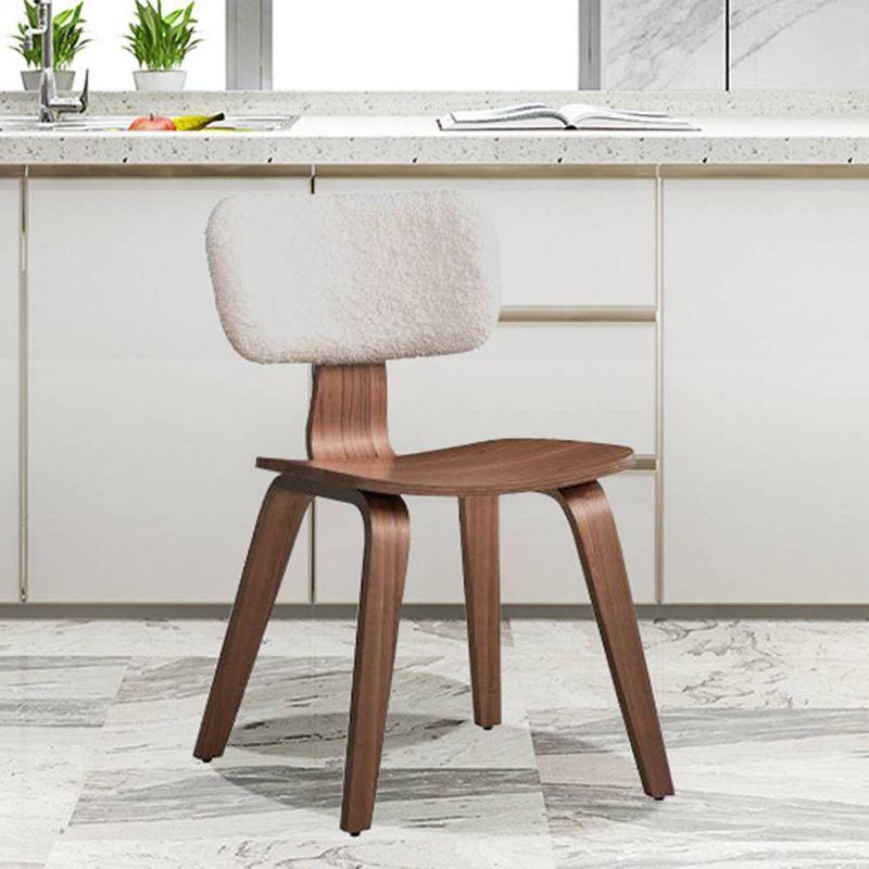 Casson Side Chair (Set-2), White Boucle & Walnut Finish (Set of 2)