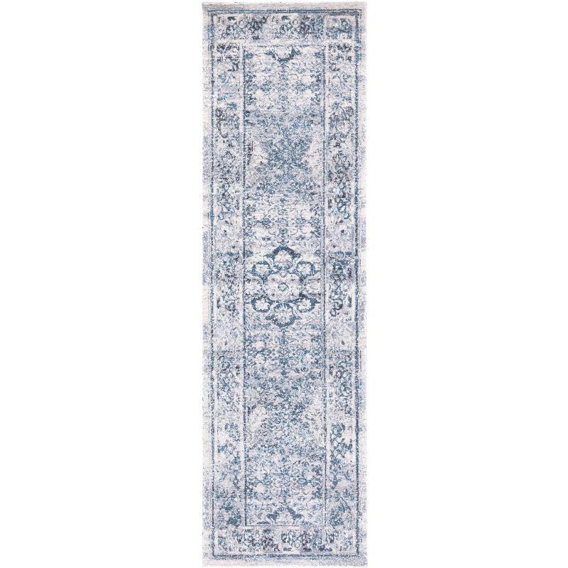 Handmade Classic Vintage Blue Cotton Blend 27" Area Rug