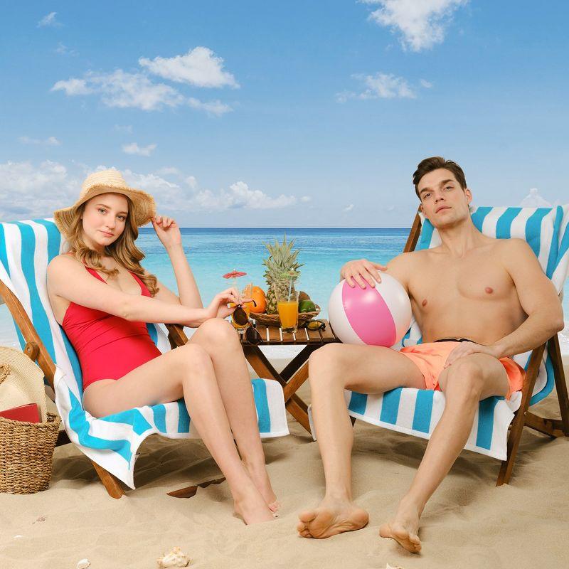 American Soft Linen Beach Towel, 100% Cotton Cabana Striped Beach Towel, 30 in by 60 in Soft Absorbent Beach Pool Towel
, Turquoise Blue