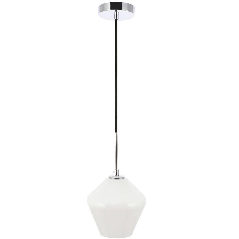 Elegant Lighting Gene 1 light Chrome and Frosted white glass pendant