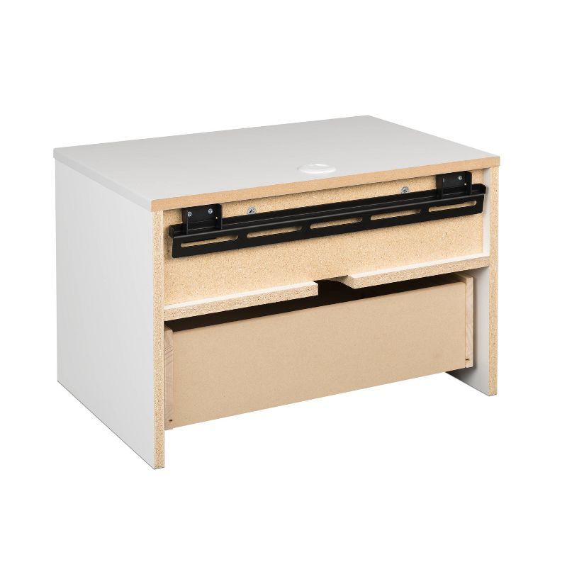 Sleek White Floating Nightstand with Drawer and Cord Management