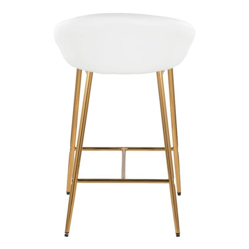 LumiSource Set of 2 26" Matisse Glam Counter Height Barstools Gold Metal Frame/White Faux Leather