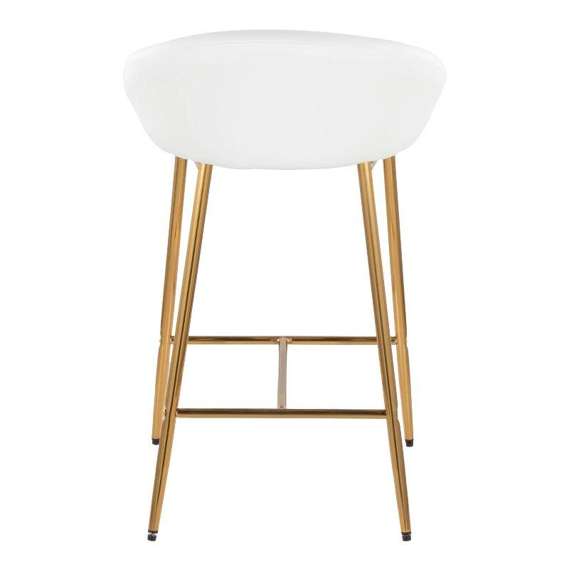 LumiSource Set of 2 26" Matisse Glam Counter Height Barstools Gold Metal Frame/White Faux Leather