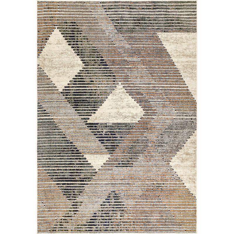 Modern Abstract Gray Synthetic 5'3" x 7'7" Area Rug