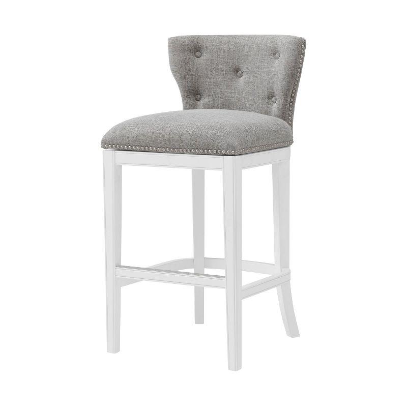 Alaterre Furniture Set of 2 Miranda Swivel Bar Height Stools White: Rubberwood Frame, Polyester Upholstery, Fixed Seat Height 30.75"