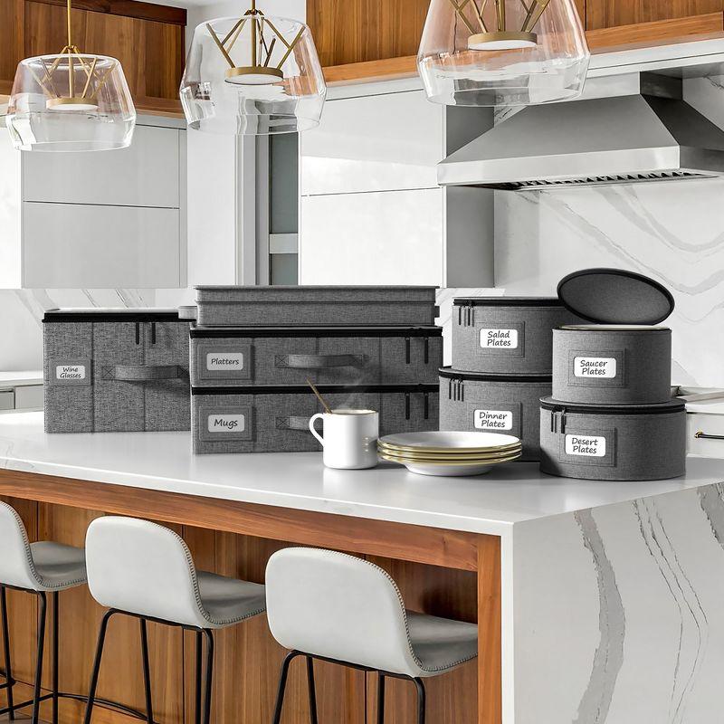 Sorbus 8 Piece Hard Shell Dinnerware Storage Cases - for Dinnerware, Mugs, Cups