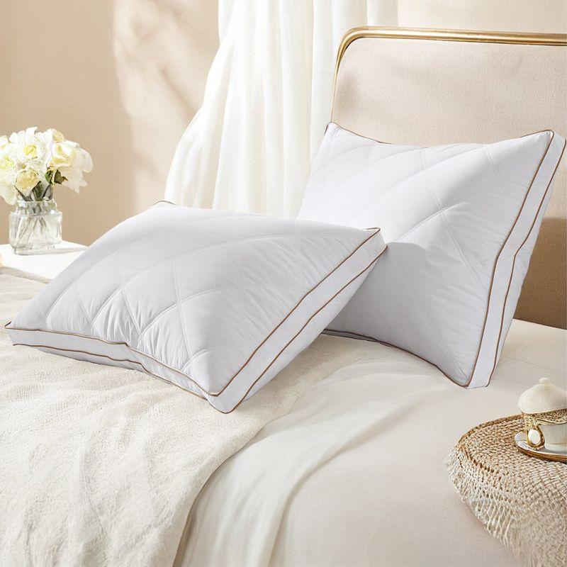 Peace Nest Set of 2 Goose Down Feather Gusseted Bed Pillows, Standard