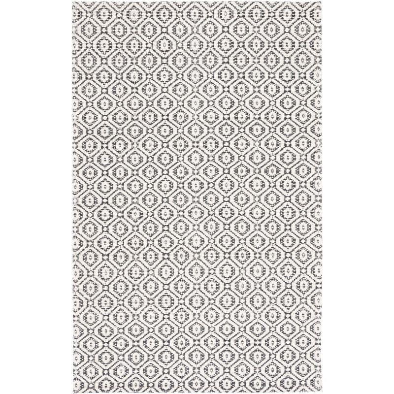 Elegant Marbella Hand-Woven Black/Ivory Wool Blend 3' x 5' Area Rug