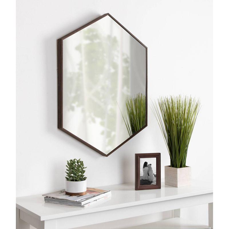 22" x 31" Rhodes Framed Hexagon Wall Mirror Walnut Brown - Kate and Laurel