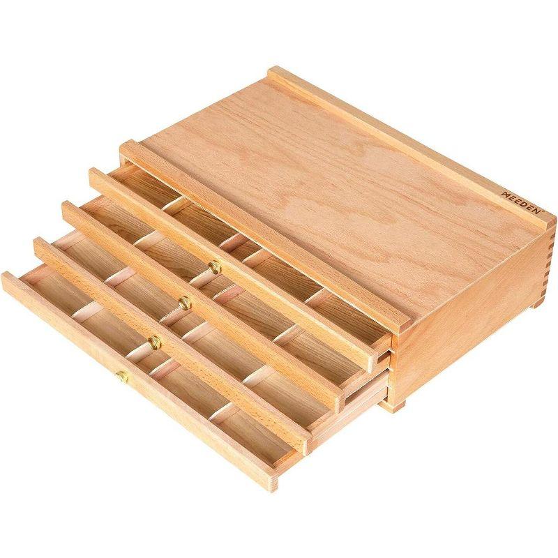 Beech Wood 4-Drawer Artist Supply Storage Box with Compartments