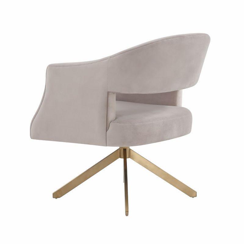 Aurora Geometric Back Swivel Accent Chair in Pale Taupe Velvet