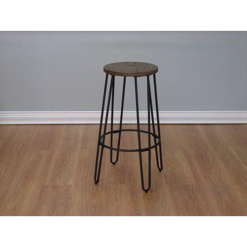 30'' Quinn Industrial Chic Backless Barstool in Black Wood and Metal