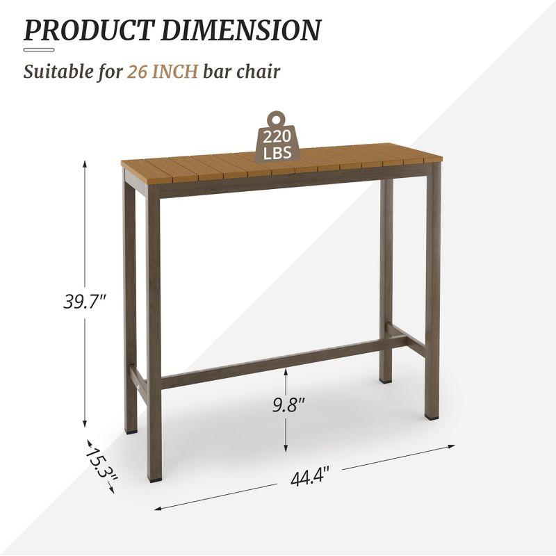 Arceso  Outdoor Bar Table, 45 Inch Patio Bar Height Counter Table,  Waterproof HDPS Table for Hot Tub, Balcony, Yard, Indoor or Outdoor Use