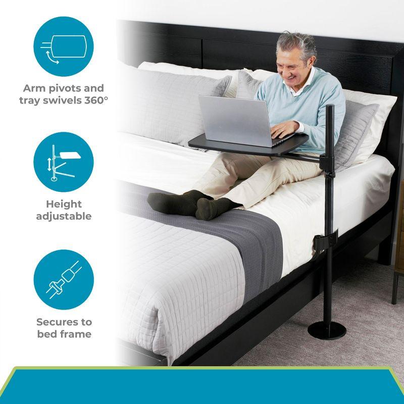 Able Life Universal Overbed Table, Adjustable Bedside Swivel Tray & Laptop Desk, Black