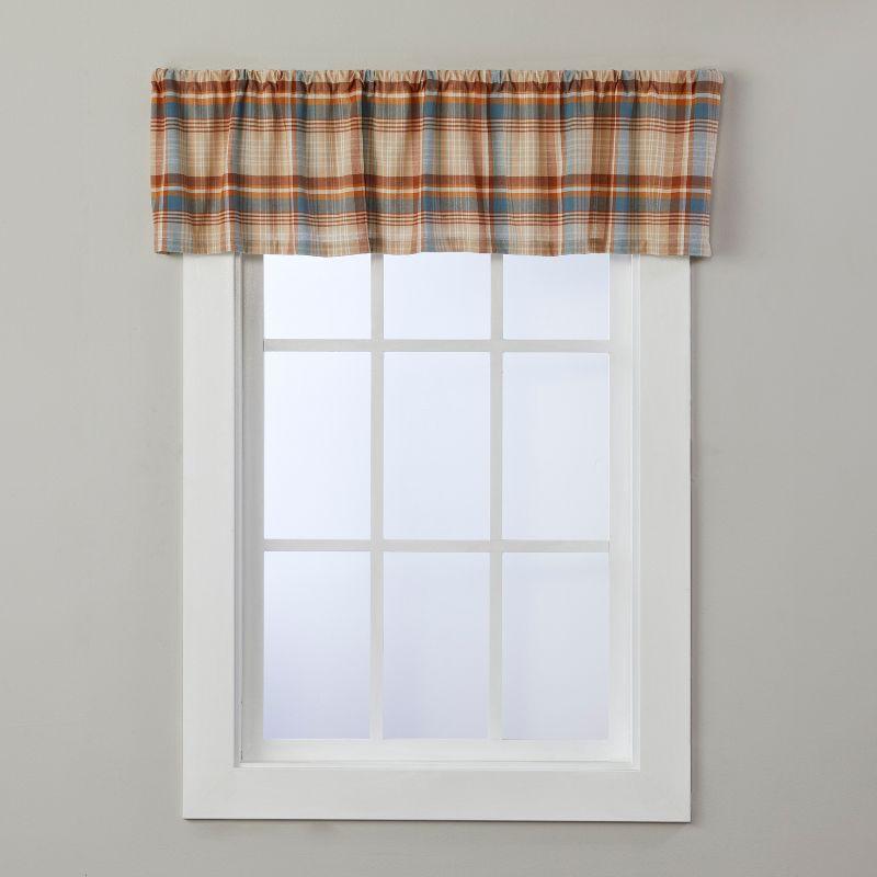 Plaid Tailored 58'' W Window Valance in