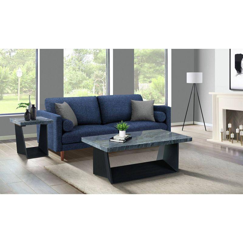 Ebony Rectangular Coffee Table with Dark Marble Top