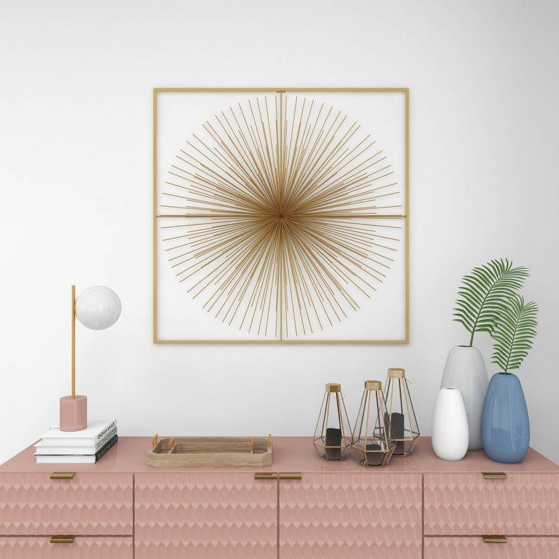 Metal Starburst Handmade Large 3D Wall Decor with Gold Frame Gold - CosmoLiving by Cosmopolitan