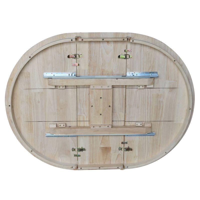 36" Kent Round Top Pedestal Dining Table with 12" Leaf Unfinished - International Concepts: Solid Wood, Expandable