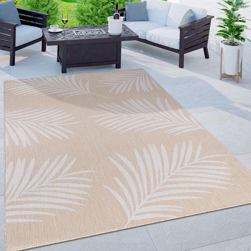 World Rug Gallery Contemporary Palm Leaves Textured Flat Weave Indoor/Outdoor Area Rug