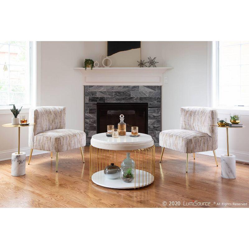 Fran Contemporary Upholstered Slipper Chair Gold/Light Brown - LumiSource: Modern Metal Frame, Polyester, Spot Clean