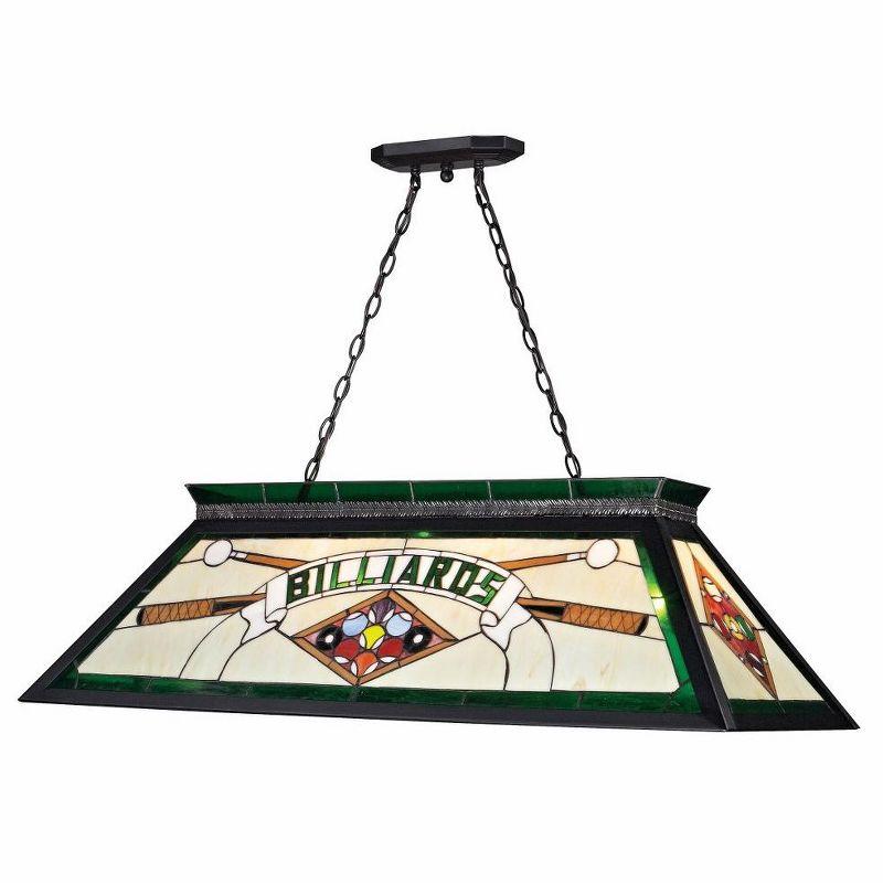 Tiffany Green and Black Stained Glass Billiard Pendant Light