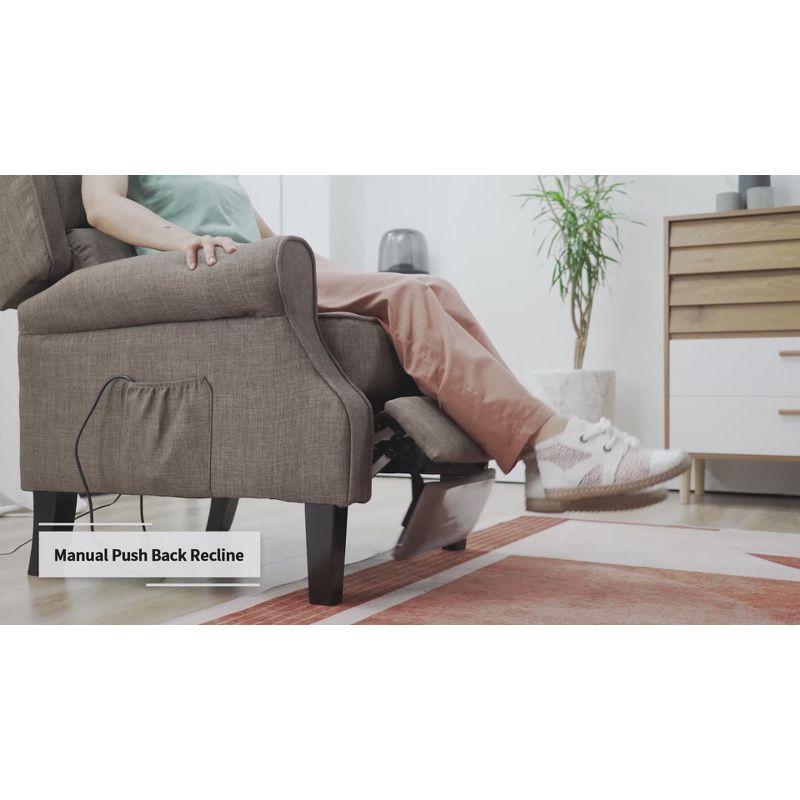 HOMCOM Wingback Heated Vibrating Massage Chair, Accent Sofa Vintage Upholstered Massage Recliner Chair, Beige