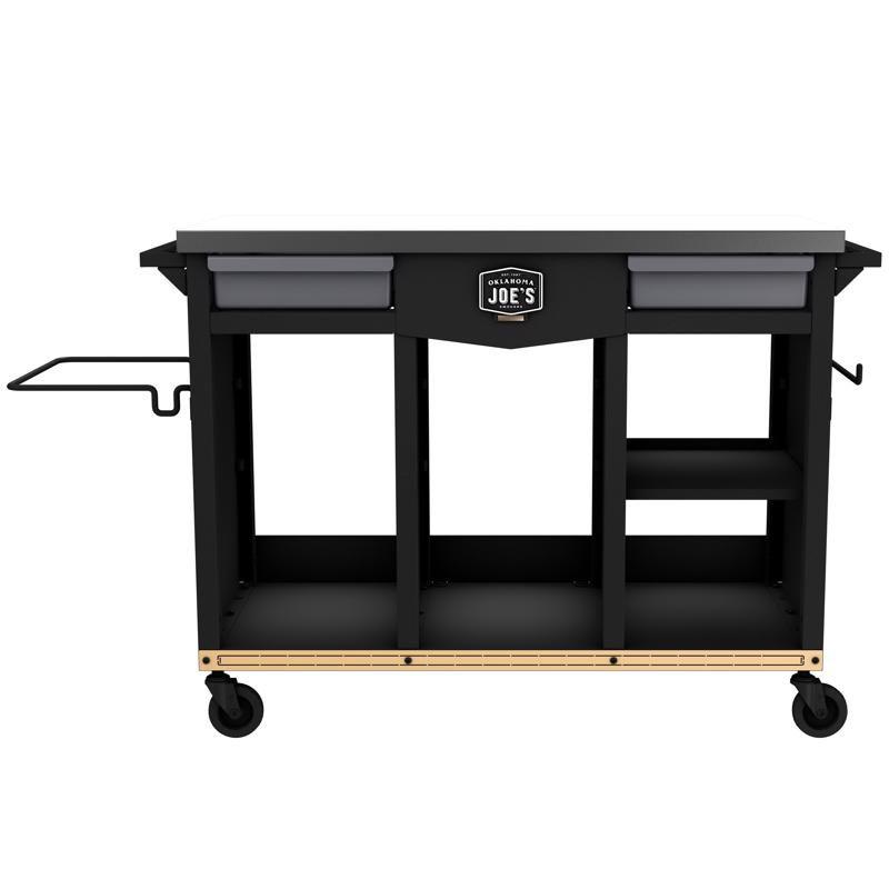 Oklahoma Joe's Black Steel Prep and Storage Cart with Wheels