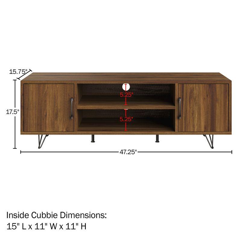 Lavish Home 50-inch TV Stand with 2 Doors, Media Shelves, Cord Management, and Hairpin Legs,  Dark Walnut