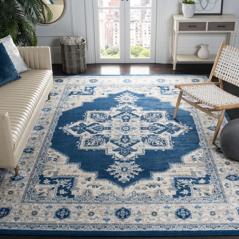 Heirloom Inspired Navy & Cream 6' x 9' Synthetic Area Rug