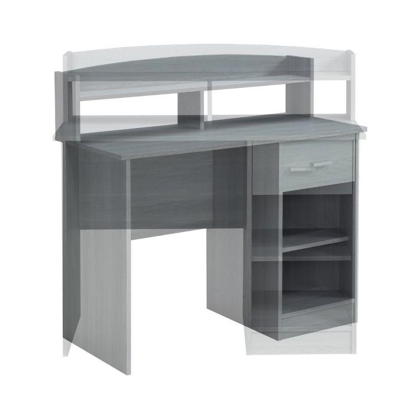 Modern Office Desk with Hutch Gray - Techni Mobili: Laminated Particle Board, Storage Hutch