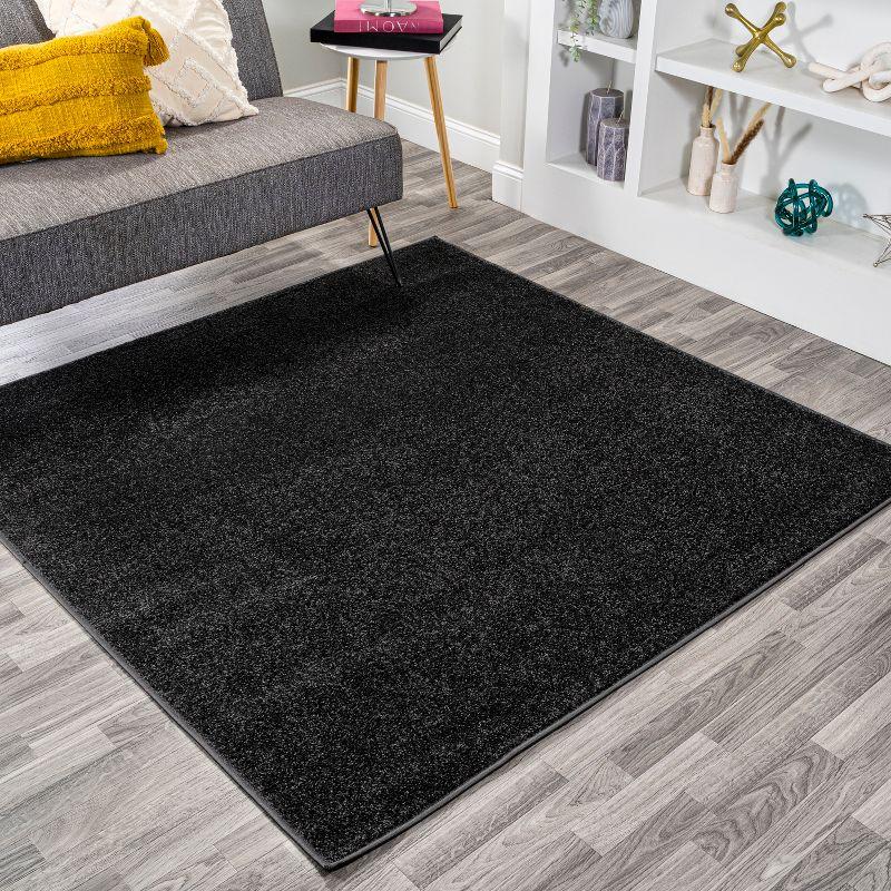 Black Synthetic Low-Pile Square Area Rug 6'2"