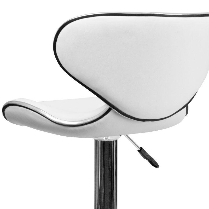 Flash Furniture Contemporary Cozy Mid-Back White Vinyl Adjustable Height Barstool with Chrome Base