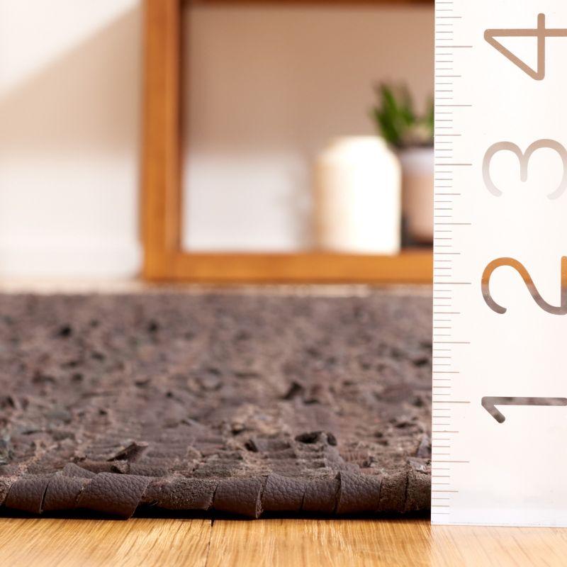 Vintage Leather VTL310 Hand Woven Indoor Area Rug - Light Grey/Dark Brown - 4'x6' - Safavieh
