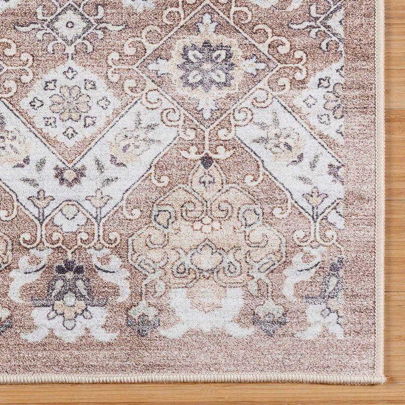 Gertmenian Crystal Print Tanis Beige Polyester Washable Moroccan Bohemian Area Rug