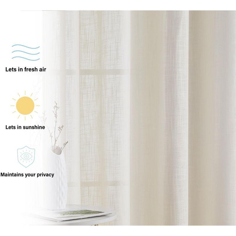 HLC.ME Abbey Faux Linen Textured Semi Sheer Privacy Light Filtering Window Grommet Thick Curtain Panels, Set of 2 - Dusty Blue, 54 W x 84 L