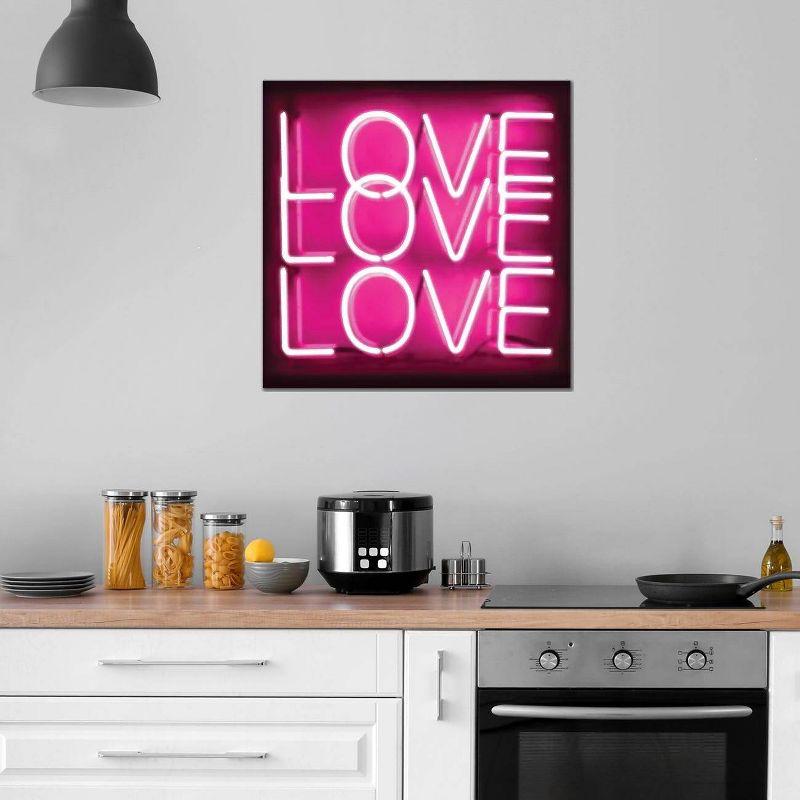 Neon Love Love Love Pink on Black by Hailey Carr Unframed Wall Canvas - iCanvas