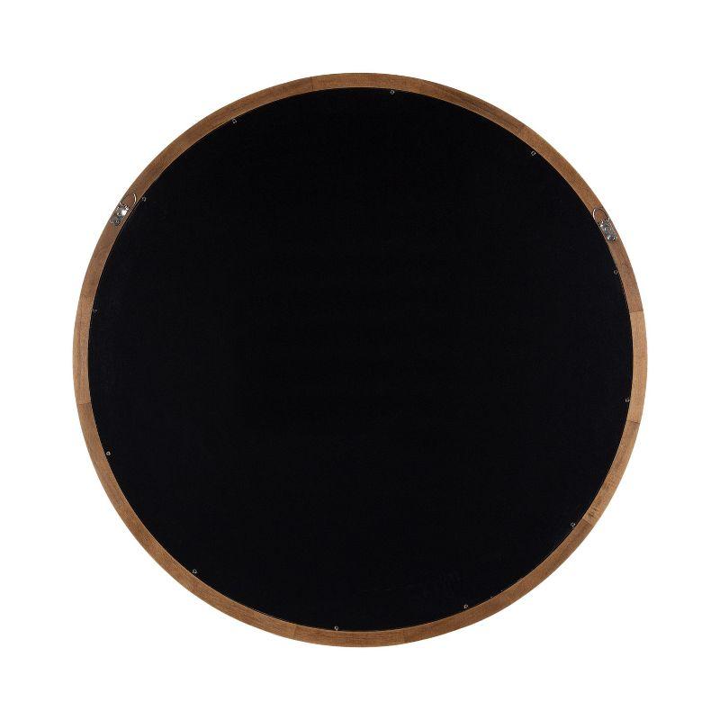 Kate and Laurel Hatherleig Round Wood Round Mirror, 30" Diameter, Rustic Brown
